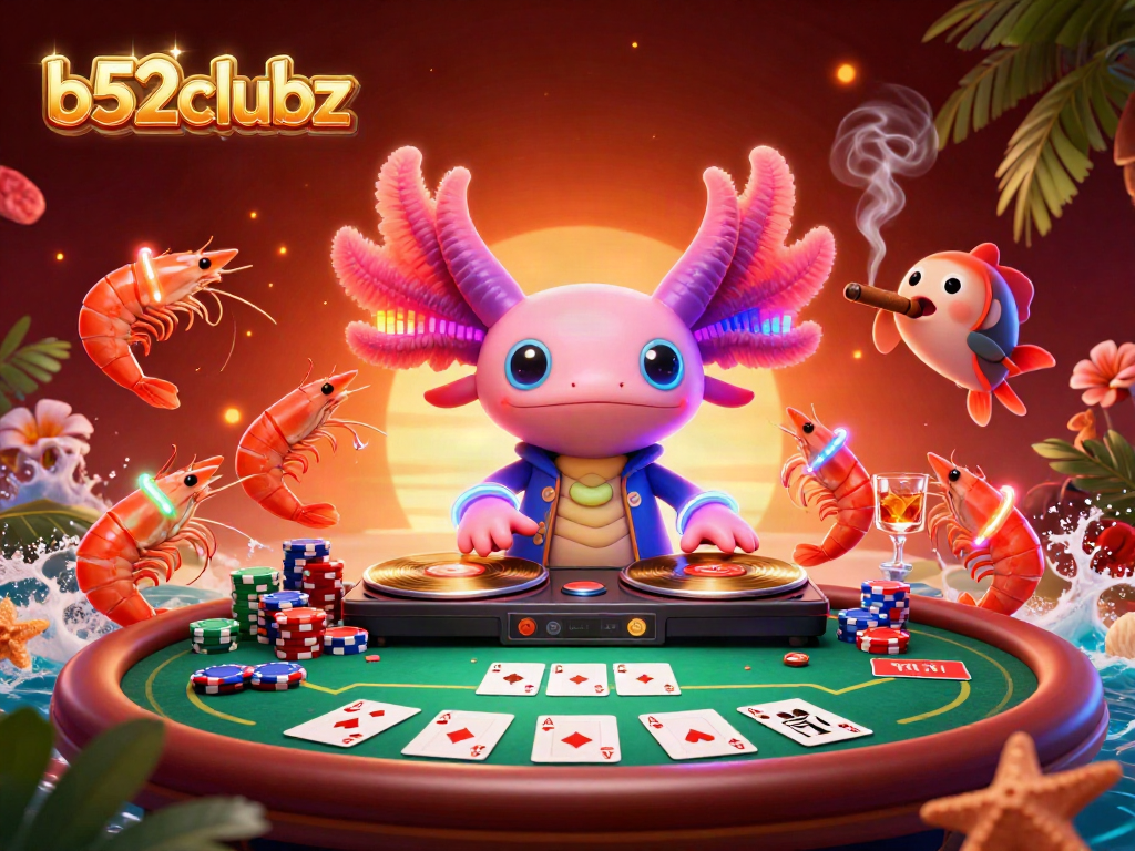 Engage in thrilling gameplay at b52clubz with vibrant casino characters in a dynamic poker scene