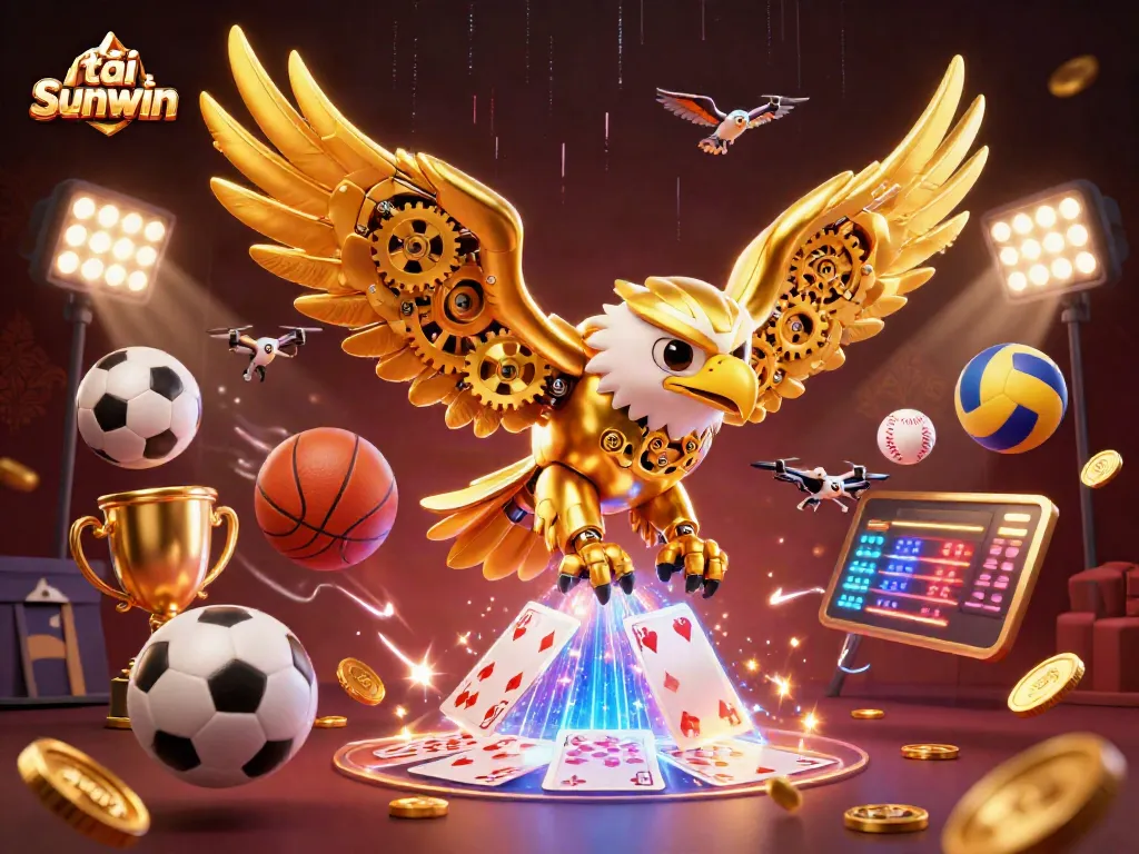 Engage in the thrilling download of tải Sunwin with a vibrant 3D casino illustration depicting dynamic gaming elements.