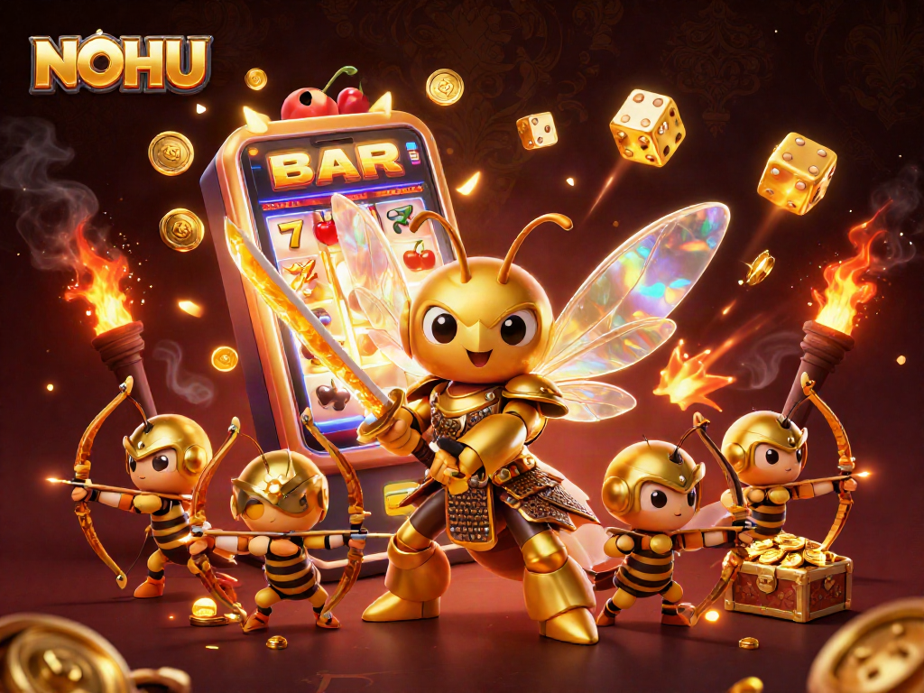 Experience the vibrant NOHU casino energy with a golden hornet and slot explosion!