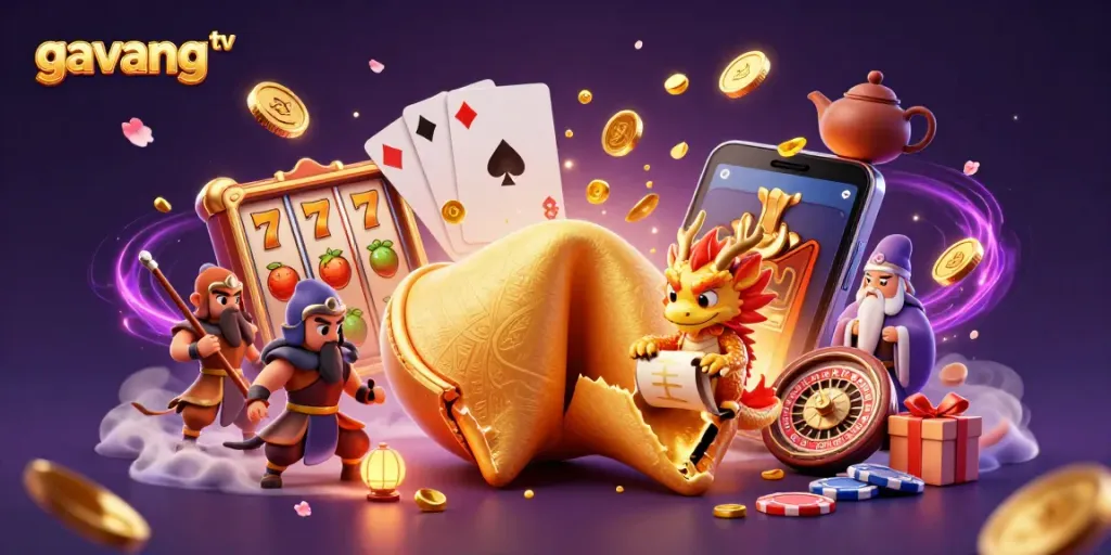 Play engaging slot games with gavang tv featuring golden coins, vibrant characters, and dynamic illustrations.