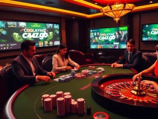 Gambler enjoying a vibrant poker game at c54.gb.net, illuminated with rich casino lights.