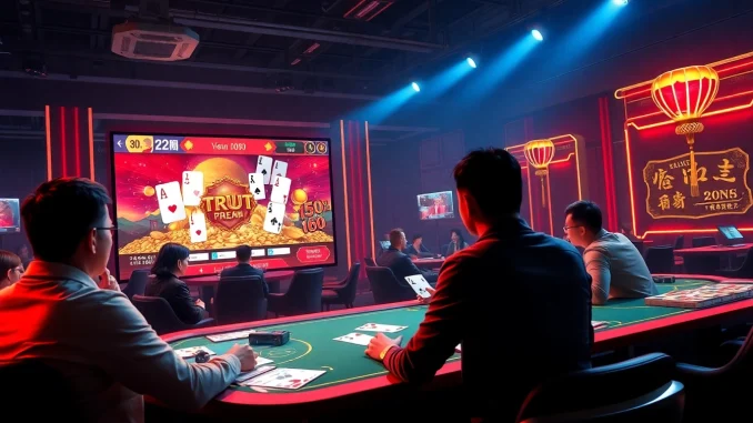 Engaging image of an online card game interface at gamebaidoithuong.com.vc showcasing vibrant colors and trustworthy gaming.