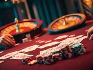 Betting excitement with casino elements at sv388win.live featuring vibrant cards and poker chips.