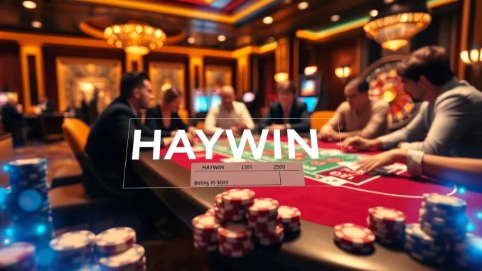 Experience the thrill of casino gaming with HAYWIN, featuring an exciting poker game and vibrant casino elements.