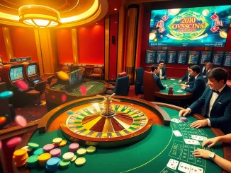 Experience the thrilling atmosphere of HBBET's online casino with vibrant roulette wheels and enthusiastic players.