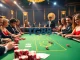 Players enjoying an exciting TG88 gaming table experience with vibrant poker chips and golden ambience.