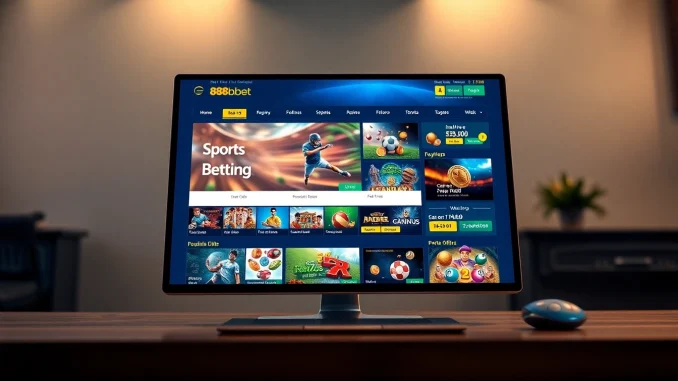 Engaging display of sports betting options on 888b.bet, showcasing a modern interface with vibrant graphics.