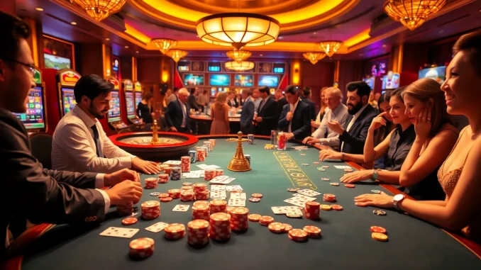 Dynamic gambling scene showcasing the excitement of 399W with poker chips and roulette.