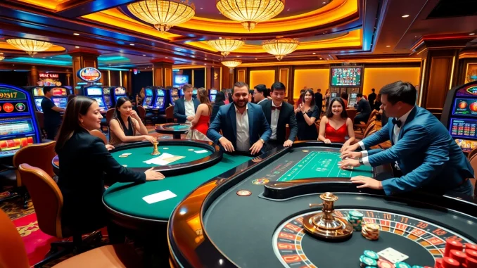 Savor the excitement at 399W casino with vibrant poker chips and illuminated slot machines.