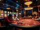 Kuwin casino scene with vibrant poker games and slot machines showcasing excitement and luxury.