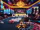 Experience thrilling gaming action at OKWIN's luxurious casino table with vibrant poker chips.
