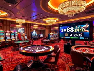 Engaging scene at sv88s.pro showcasing lively casino games, vibrant slot machines, and dynamic gaming action.