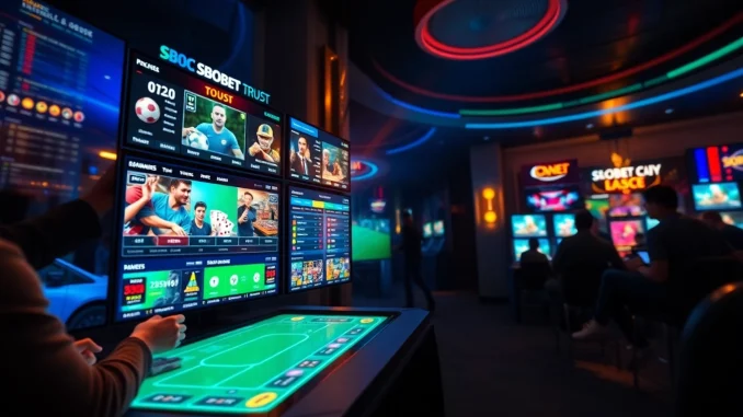 SBOBET.dance vibrant online gambling scene with digital betting options and engaging atmosphere.