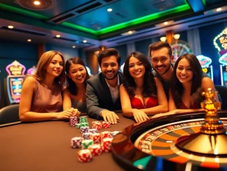 Experience the thrill of online gambling at rikvip.gb.net with vibrant casino visuals showcasing exciting games.