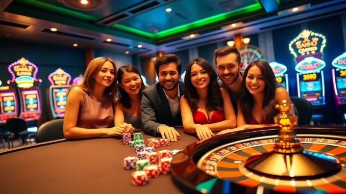Experience the thrill of online gambling at rikvip.gb.net with vibrant casino visuals showcasing exciting games.