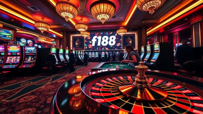 Exciting gambling scene showcasing f168 casino games and vibrant betting options.