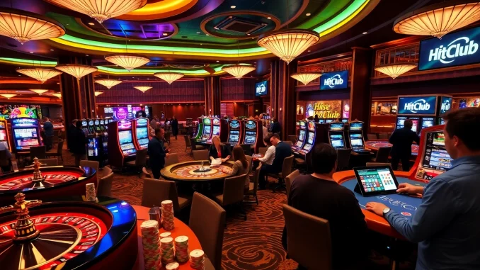 Hitclub mobile and live casino experience with interactive gaming tables and vibrant atmosphere.