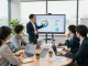 Team discussing SEO Audit strategies and metrics in a modern conference room