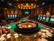 Engaging gamblers at a luxurious casino featuring kuwin02-themed tables and vibrant slot machines.