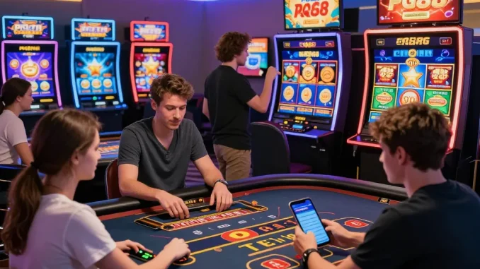 Players enjoying exciting games on PG88 online gambling platform with colorful graphics and dynamic interface.