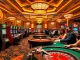 Players enjoying gaming at Nhà cái EV88 casino with vibrant tables and slot machines.