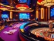 Alo789 players engaging in vibrant casino games with colorful chips and cards on display.