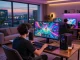 Player enjoying immersive gaming experience on 33win.com in a modern living room.