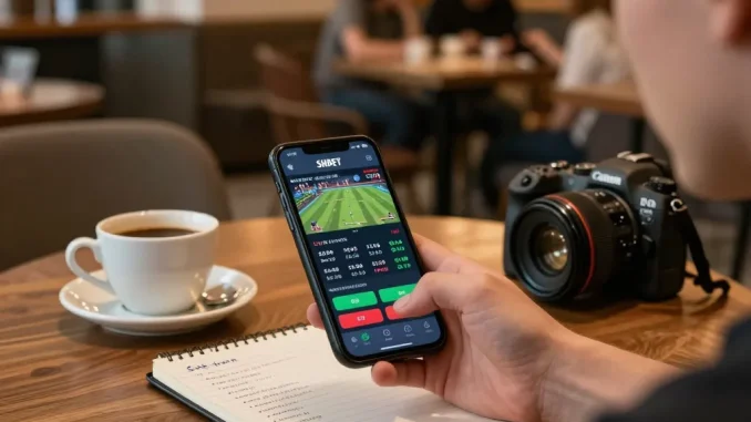 Placing a bet on SHBET .COM app during a casual cafe visit to enhance gaming experience.