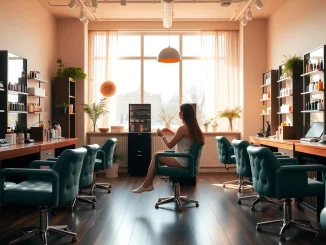 Find the best hair salons in a chic, vibrant salon setting with expert stylists at work.