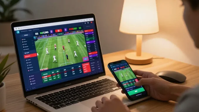 Engaging betting scene on https://mm88.green/ showcasing live sports odds on modern devices
