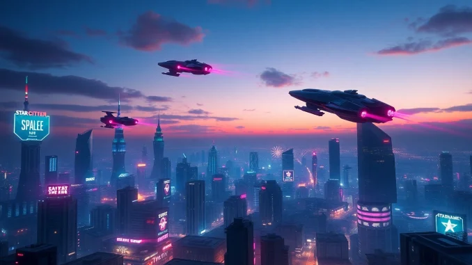 Explore the vibrant universe of gaming with stunning visuals from https://rr9935.com/ featuring futuristic cityscapes and spaceships.