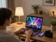 Playing on 789club online casino while relaxing in a cozy home environment, showcasing game excitement