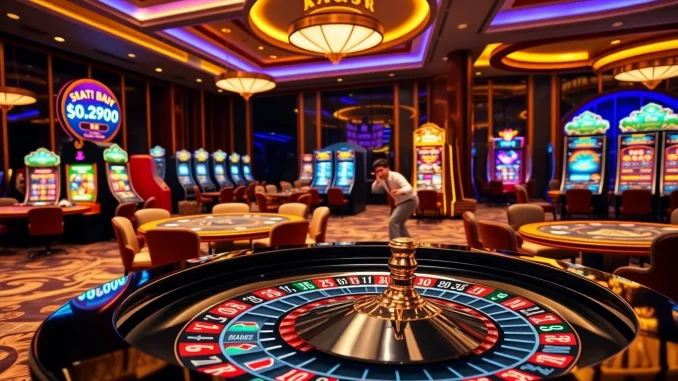 Experience the luxury of 789f trang chủ with vibrant casino scenes filled with roulette and slot games.