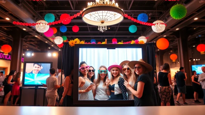 Capture unforgettable moments with a photo booth rental Chicago filled with colorful props and happy guests.