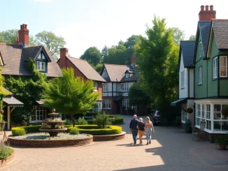 Experience the charm of Claygate with its lush parks and traditional homes in daylight.