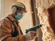 Action scene of spray foam removal specialists efficiently clearing foam insulation.