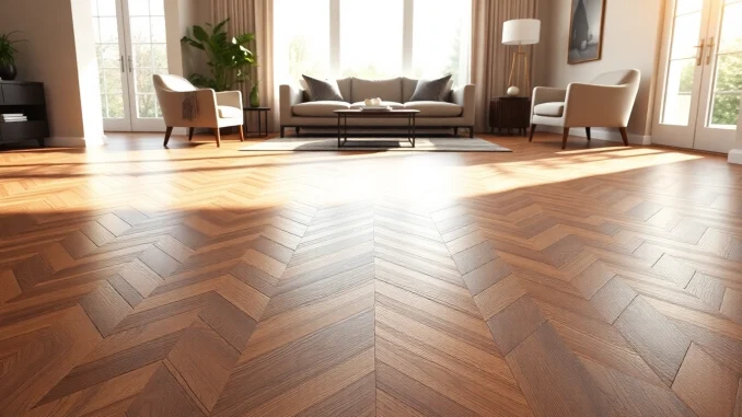 Install lvt flooring in a stylish modern home, revealing elegant textures and warm illumination.
