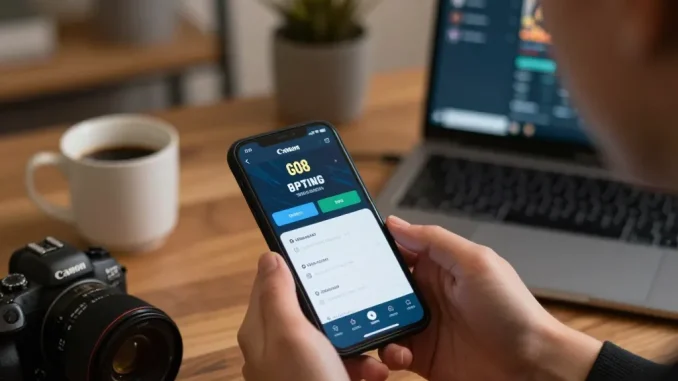 Engaging person betting on the GO8 CAPITAL app in a cozy home environment