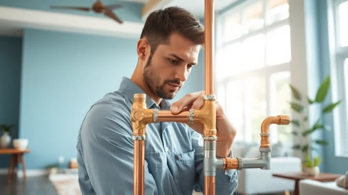 Efficient whole house repiping services Tampa by a skilled plumber in a bright home setting.
