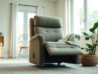 Relax in a stylish reclining lift chair, perfect for cozy living room moments.