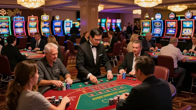 Playing a lively poker game at 23win casino with engaged players and vibrant atmosphere.