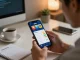 Engaging with the 33win app for sports betting in a modern home office.
