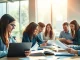 Enhancing productivity with ADHD at work support through collaboration in a modern office setting.