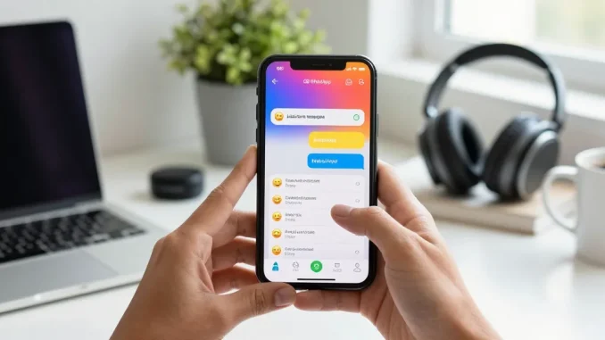 Engaging user interacting with GB WhatsApp app, showcasing features and customization