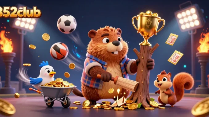 B52club offers an exciting entertainment experience with its vibrant gaming atmosphere represented by animated characters and sports elements.