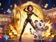 SUNWIN reveals exciting gameplay with a stunning woman and baby tiger amidst piles of gold and casino treasures.