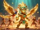 Play at s666 with Mayan priest and golden tokens in an engaging casino setting.