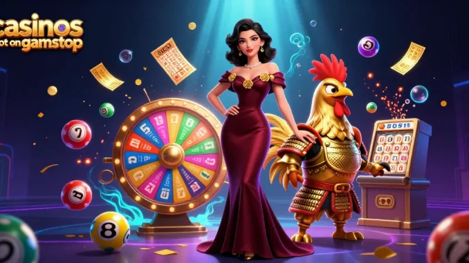 Experience the thrill of casinos not on gamstop with vibrant lottery elements and dynamic characters.