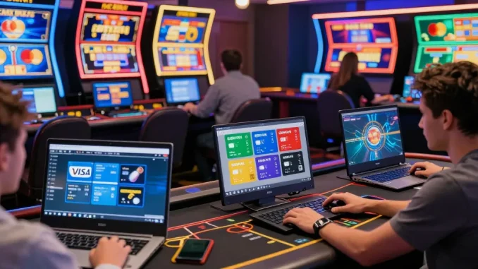 Players exploring casinos that accept credit cards in an engaging online gaming environment with vibrant visuals.