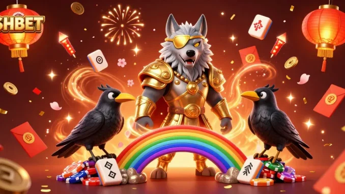 Engage with dynamic SHBET casino scenes featuring Odin and his ravens amidst vibrant gaming elements.